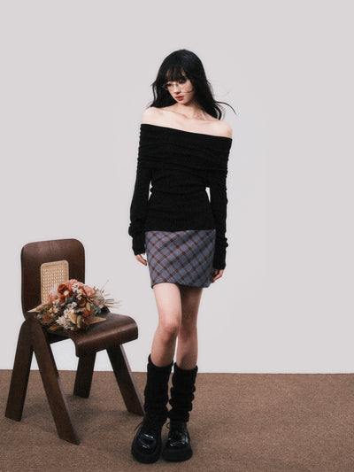 Lazy One Shoulder Slim Knitted Sweater LUL0111