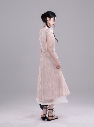 Small Flying Sleeve Pleated Dress COT0277