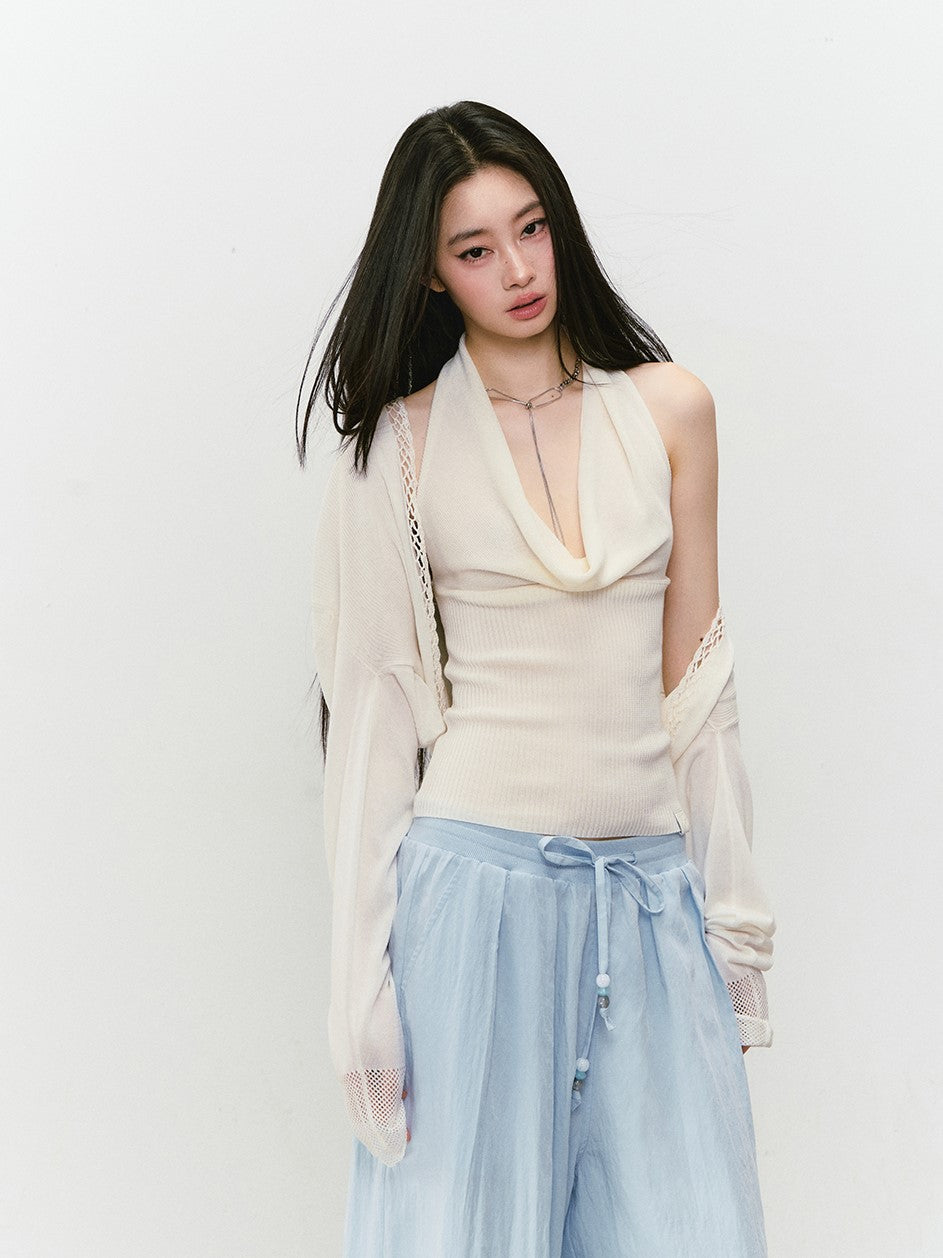 Knitted Swing Collar Top/Cardigan VIA0339