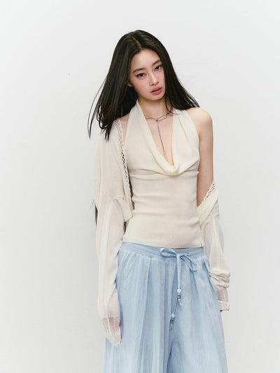 Knitted Swing Collar Top/Cardigan VIA0339