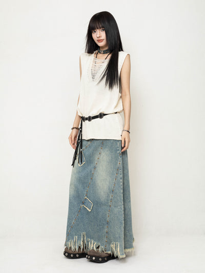 Hollow Design Sleeveless Loose Knit ZER0227