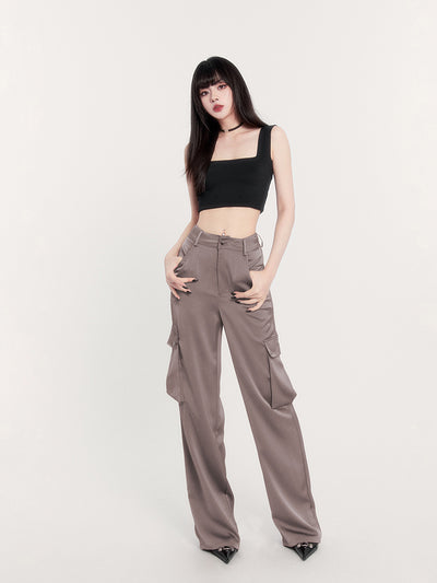 Mist Silky Thin Multi-Pocket Drape Pants VOC0222