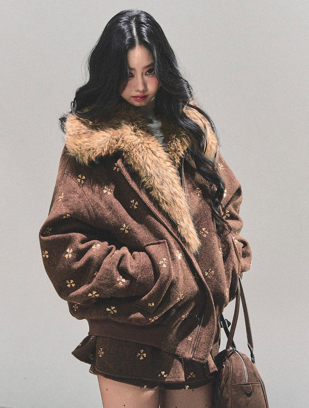 Sequins Decorated Quilted Jacket/Skirt DIA0688