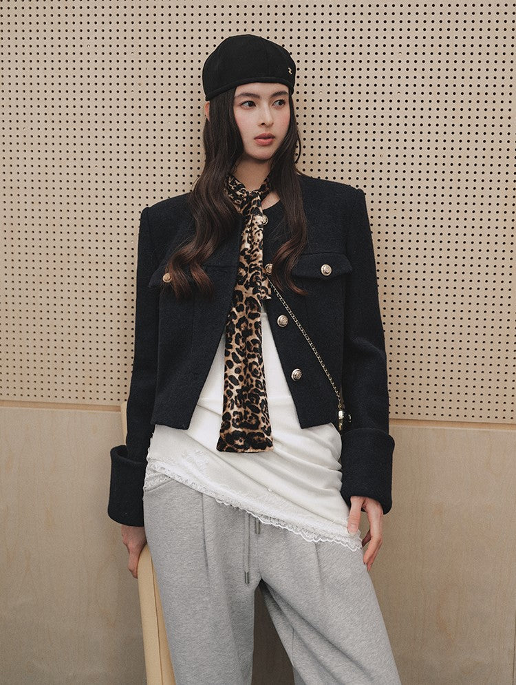 French Style Tweed Round Neck Short Jacket LAL0251