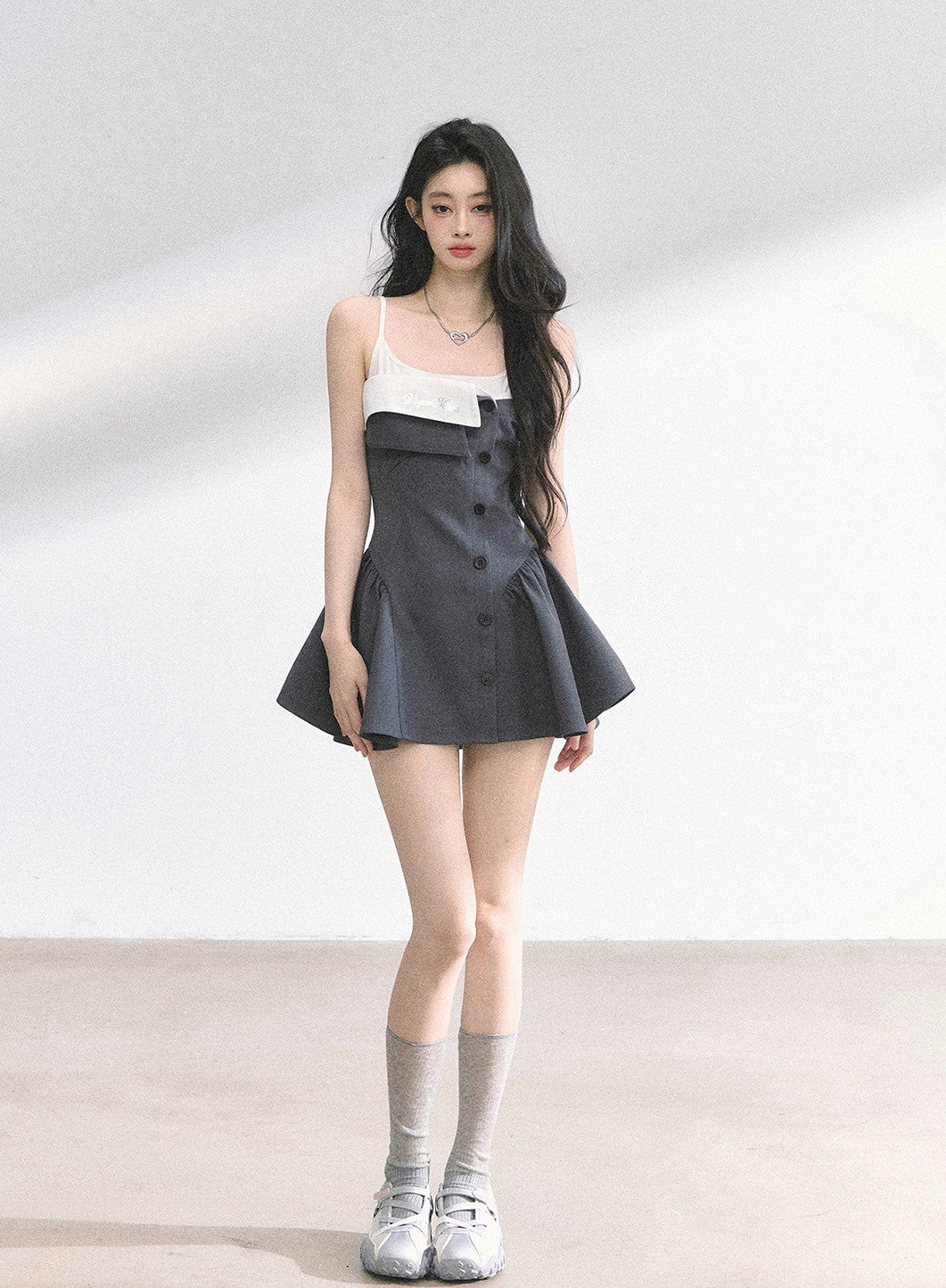 Hepburn Style Suspender Puffy Dress DIA0522
