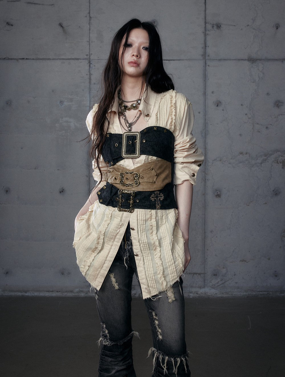 Punk Metal Irregular Leather Tube Top NOR0191