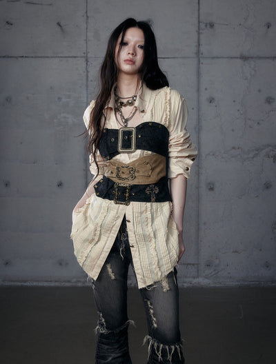 Punk Metal Irregular Leather Tube Top NOR0191