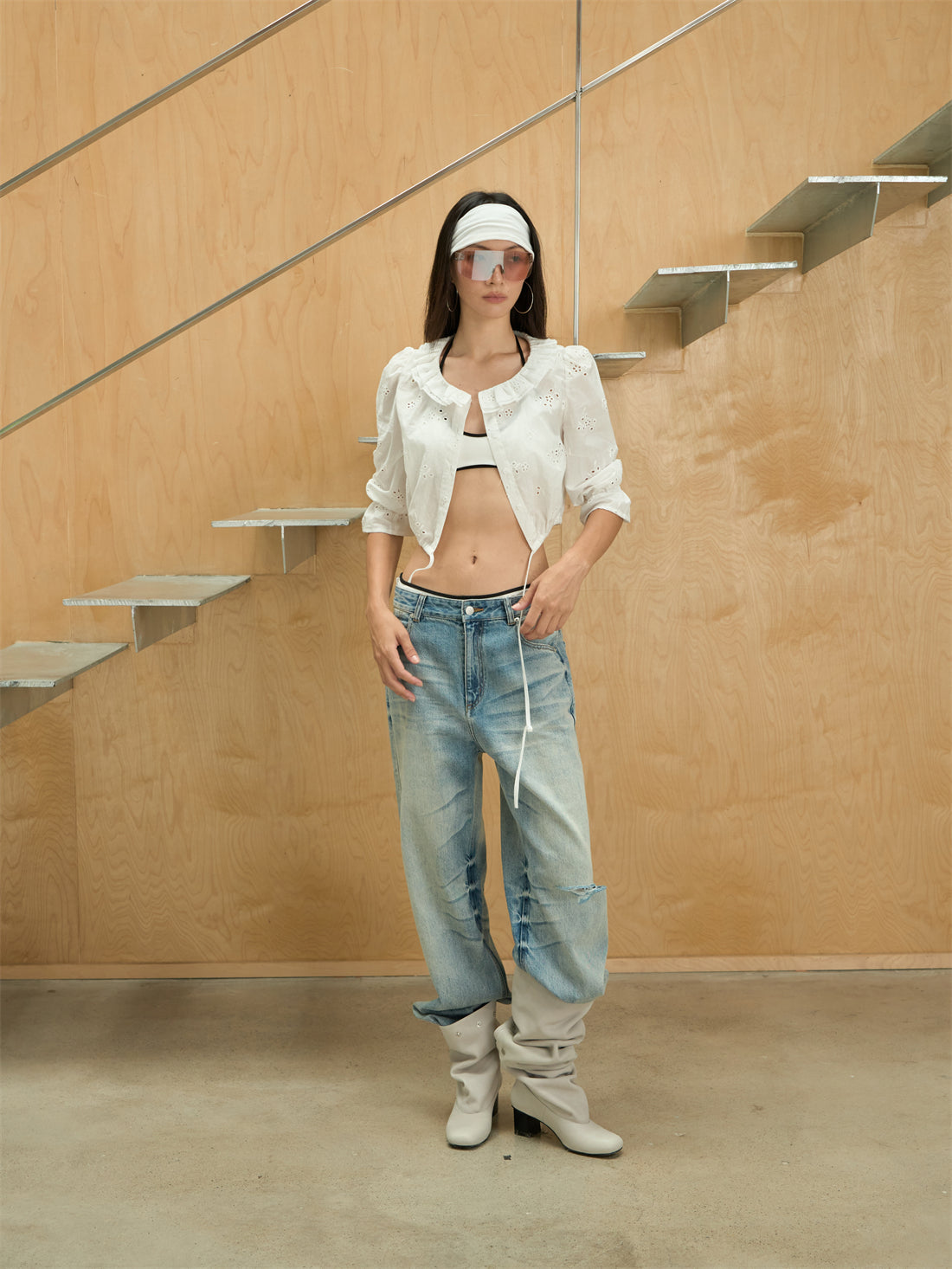 Gradient Washed Design Ripped Jeans CUR0243