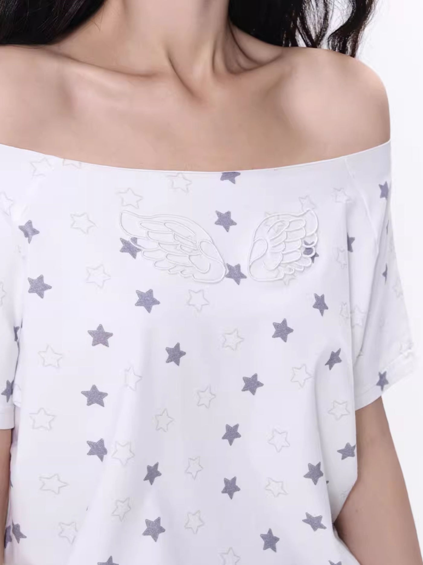 Star Full Print One Shoulder T-shirt NEC0218