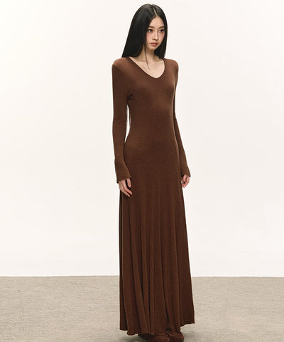 Slimming Waist Long Sleeves Knitted Dress ANA0090