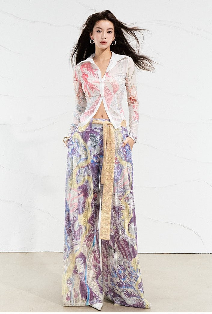 Natural Gauze Printed Pants OFA0255
