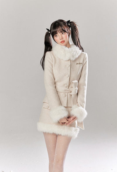 Furry Wool Tweed Jacket/Short Skirt TBI0045