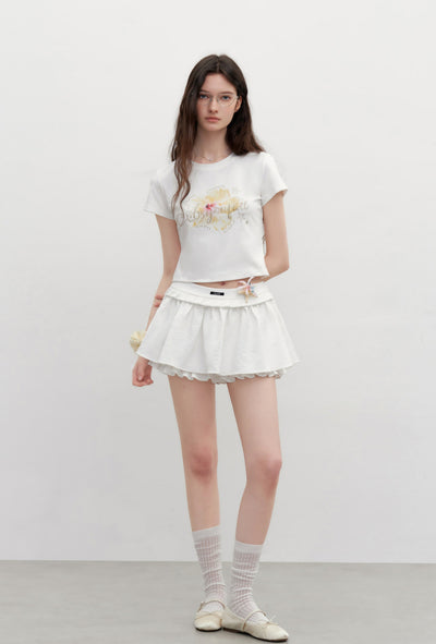 Lace Splicing Short Skirt AYF0096