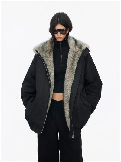 American Retro Plush Collar Coat SAL0205