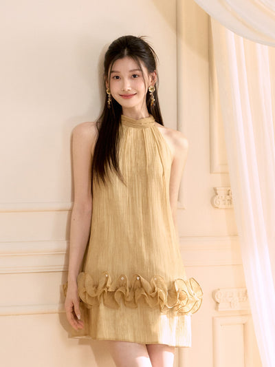 Honey Yellow Ruffle Short Dress OSH0116
