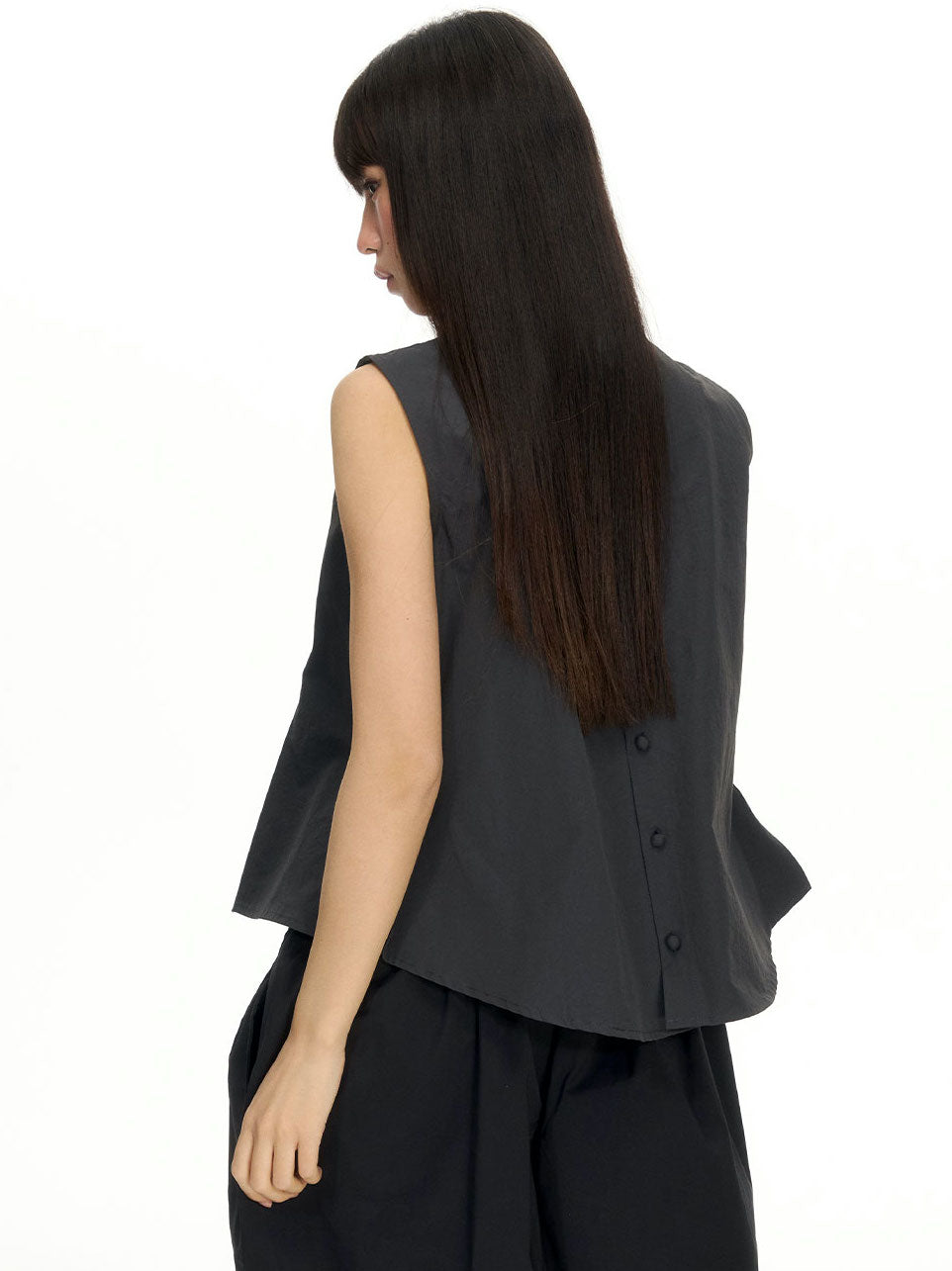 Polka Dot Pleated Sleeveless Top NEC0202