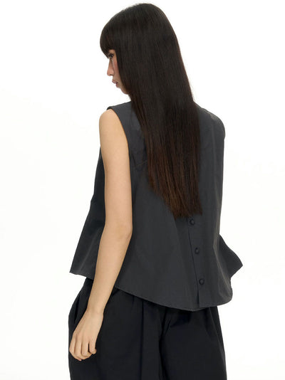 Polka Dot Pleated Sleeveless Top NEC0202
