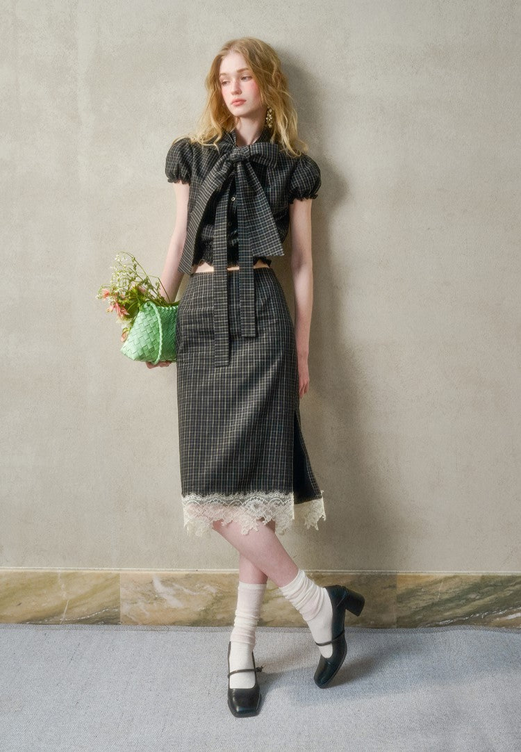 Plaid Suit Bow Shirt/Skirt GRO0146