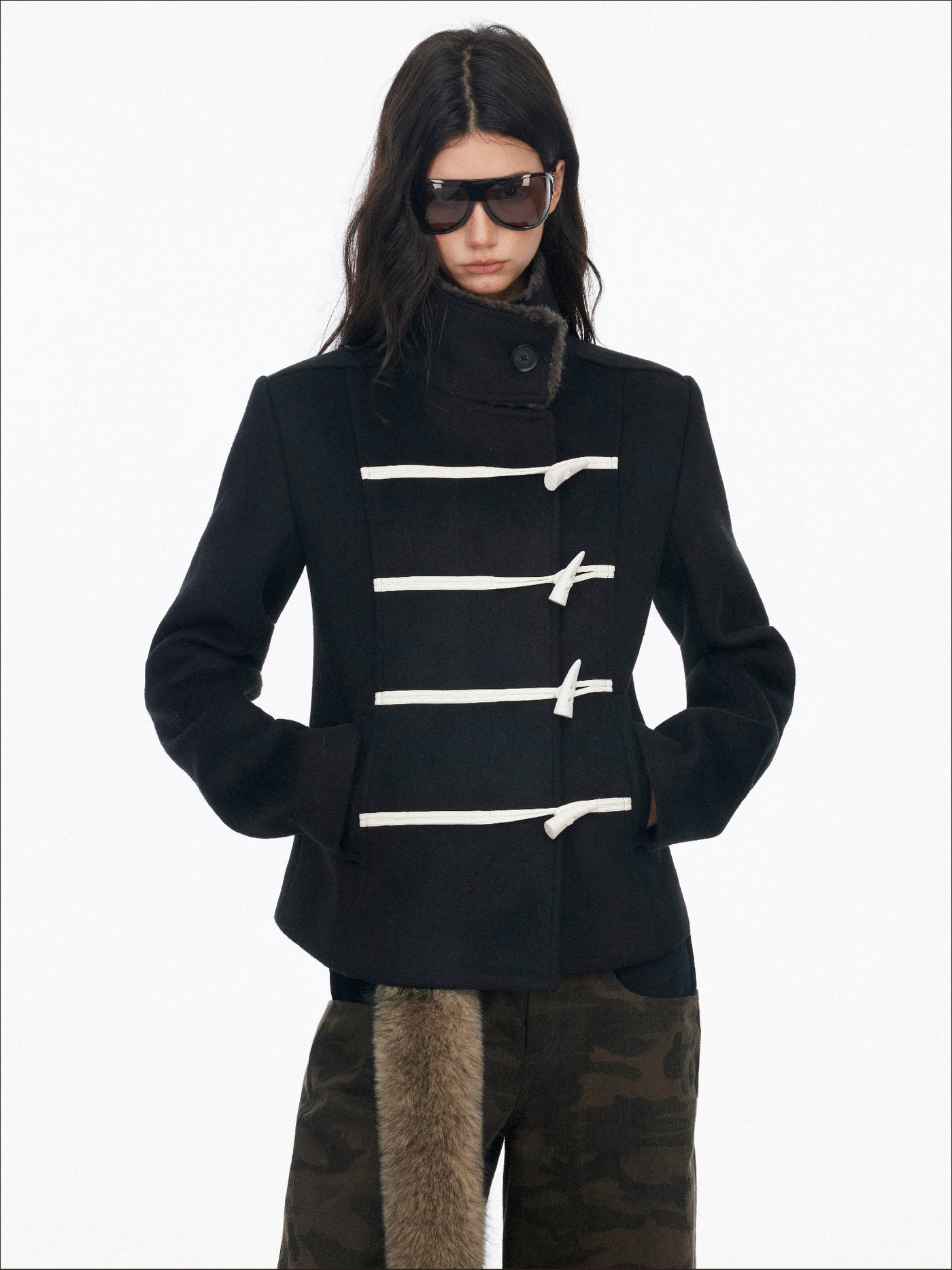 Stand Collar Horn Button Coat SAL0196