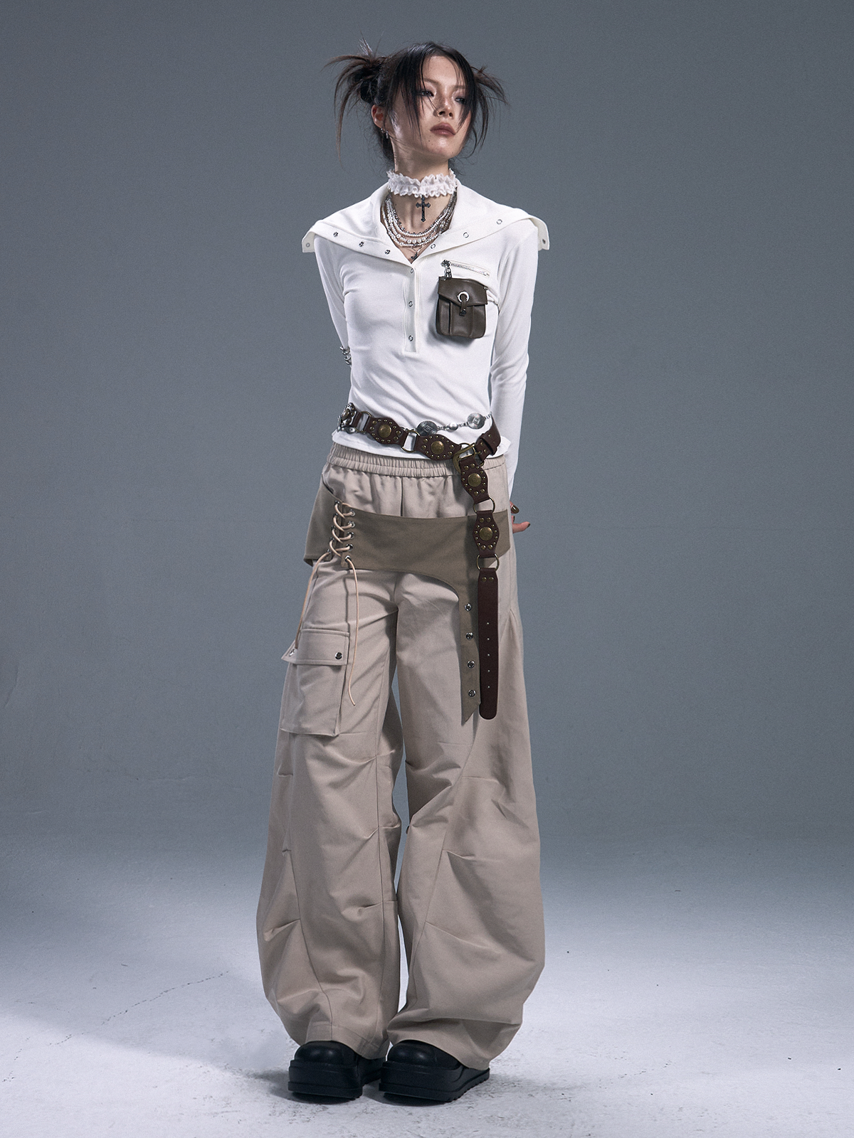 Casual Wide-leg Machete Pants FRU0093