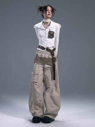 Casual Wide-leg Machete Pants FRU0093