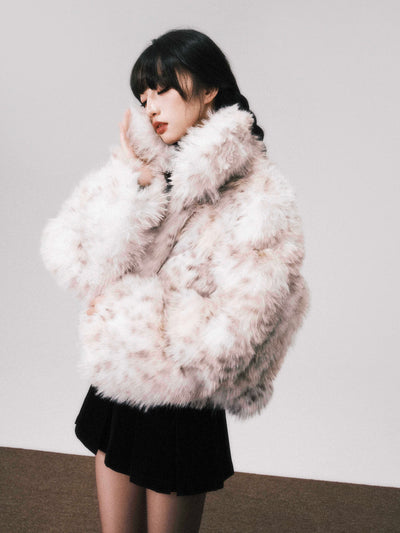 White Lazy Super Thick Fur Short Coat LUL0106