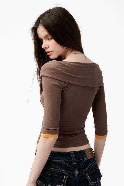 Henley Collar Faux Two-Piece T-shirt 4MU0151