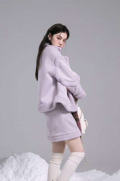 StellaLou Purple Fur Coat/Skirt COT0183