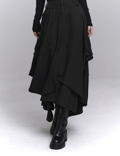 Black Irregular Unique Skirt LAD0166