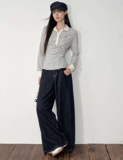 Striped Polo Long-sleeved T-shirt SOO0028