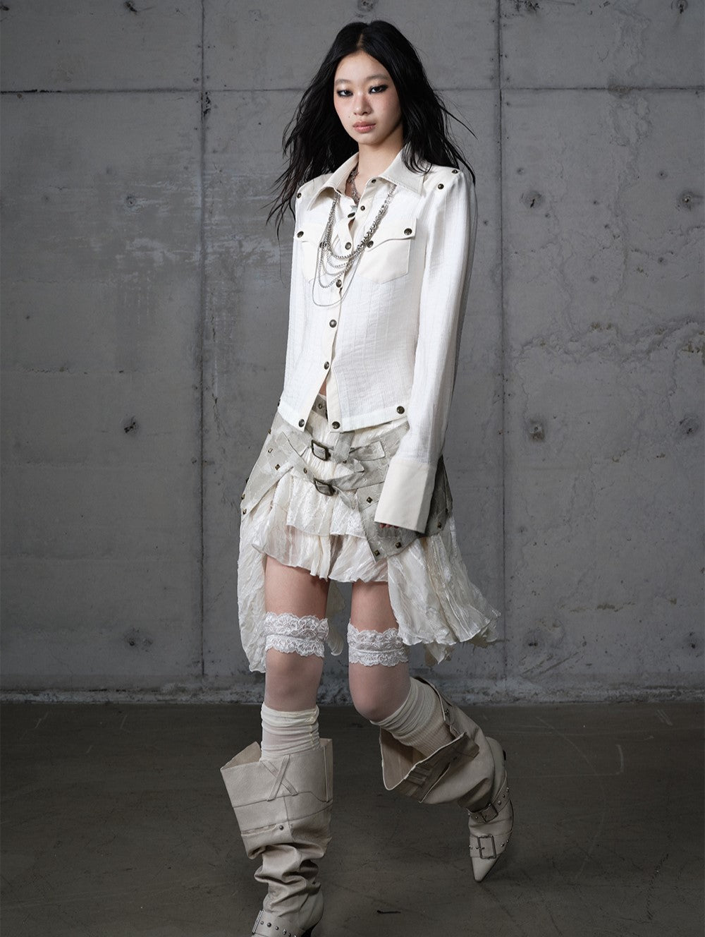 Punk Irregular Multi-layer Lace Skirt NOR0200