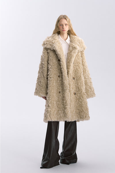 Double-breasted Fur Suede Long Plush Coat BYW0031