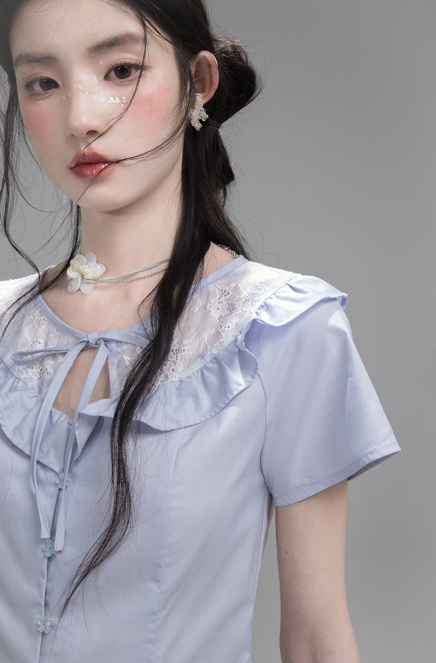 Lace Cotton Patchwork Shirt COT0286