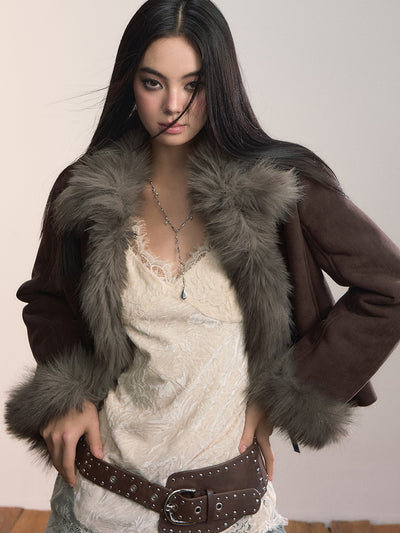 Bow-tie Large Faux Fur Coat VIA0365