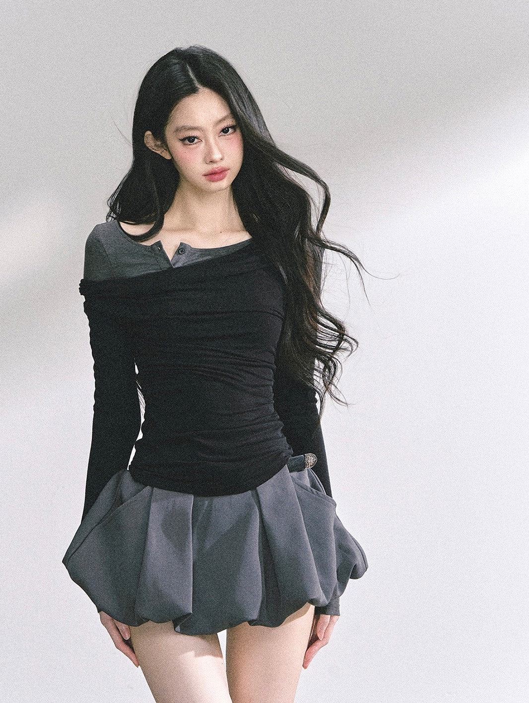 Fake Two-piece Off-shoulder T-shirt DIA0546
