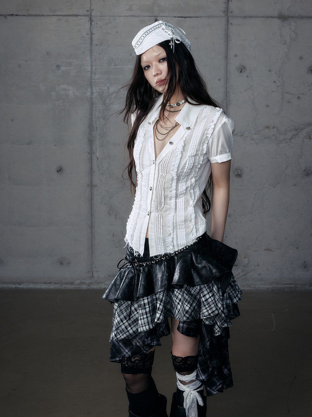 Lace V-neck Long/Short Sleeve Shirt NOR0185