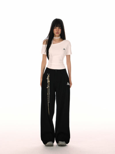 Detachable Lace Plaid Belt Drape Loose Pants ACM0081