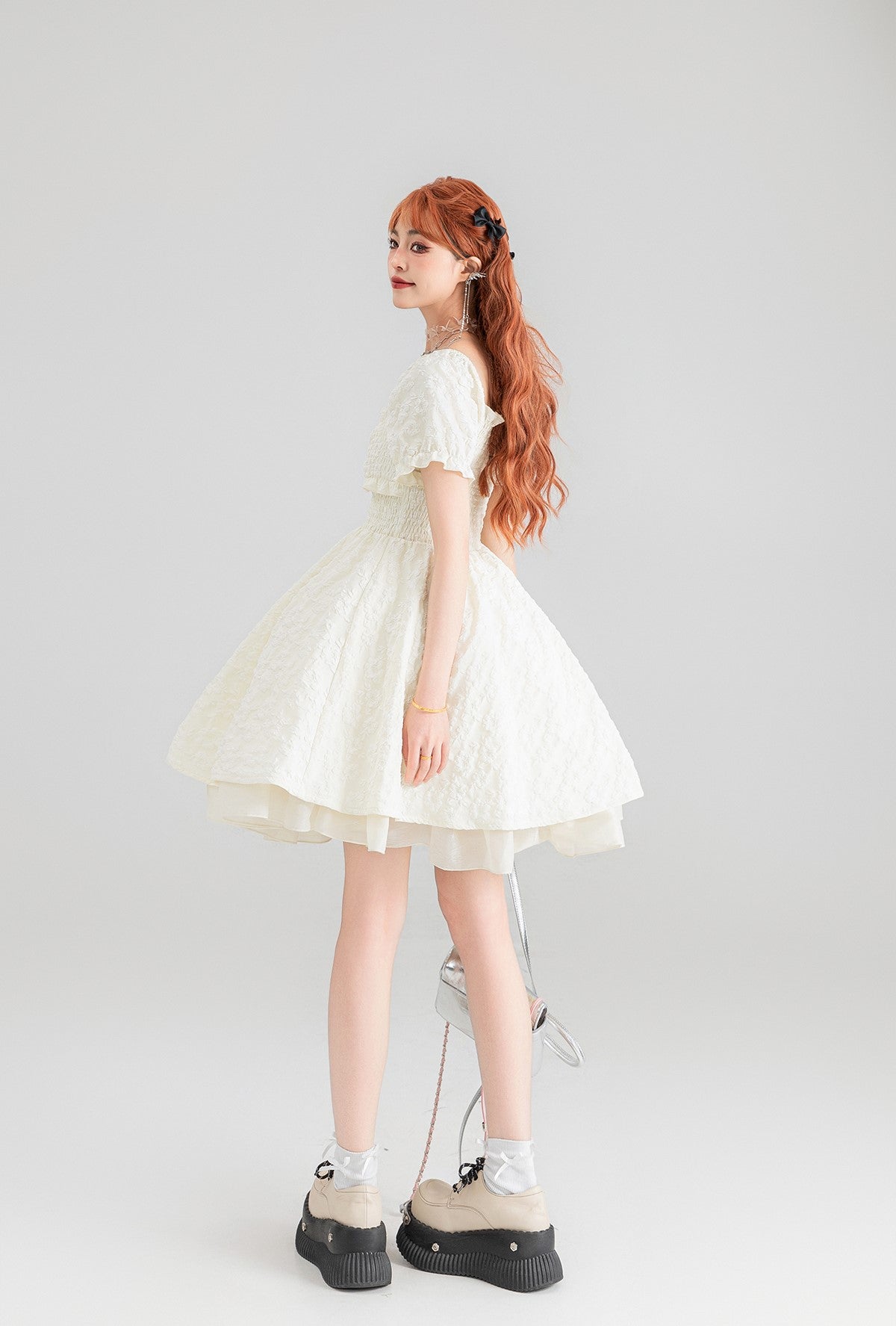 Floral White Waist Princess Dress KEI0071