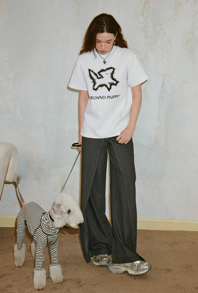 Puppy Print Round Neck Short-sleeved T-shirt DID0135