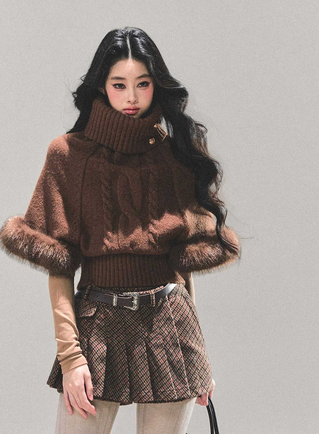 High-Neck Mohair Cable Sweater DIA0669