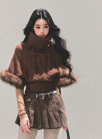 High-Neck Mohair Cable Sweater DIA0669