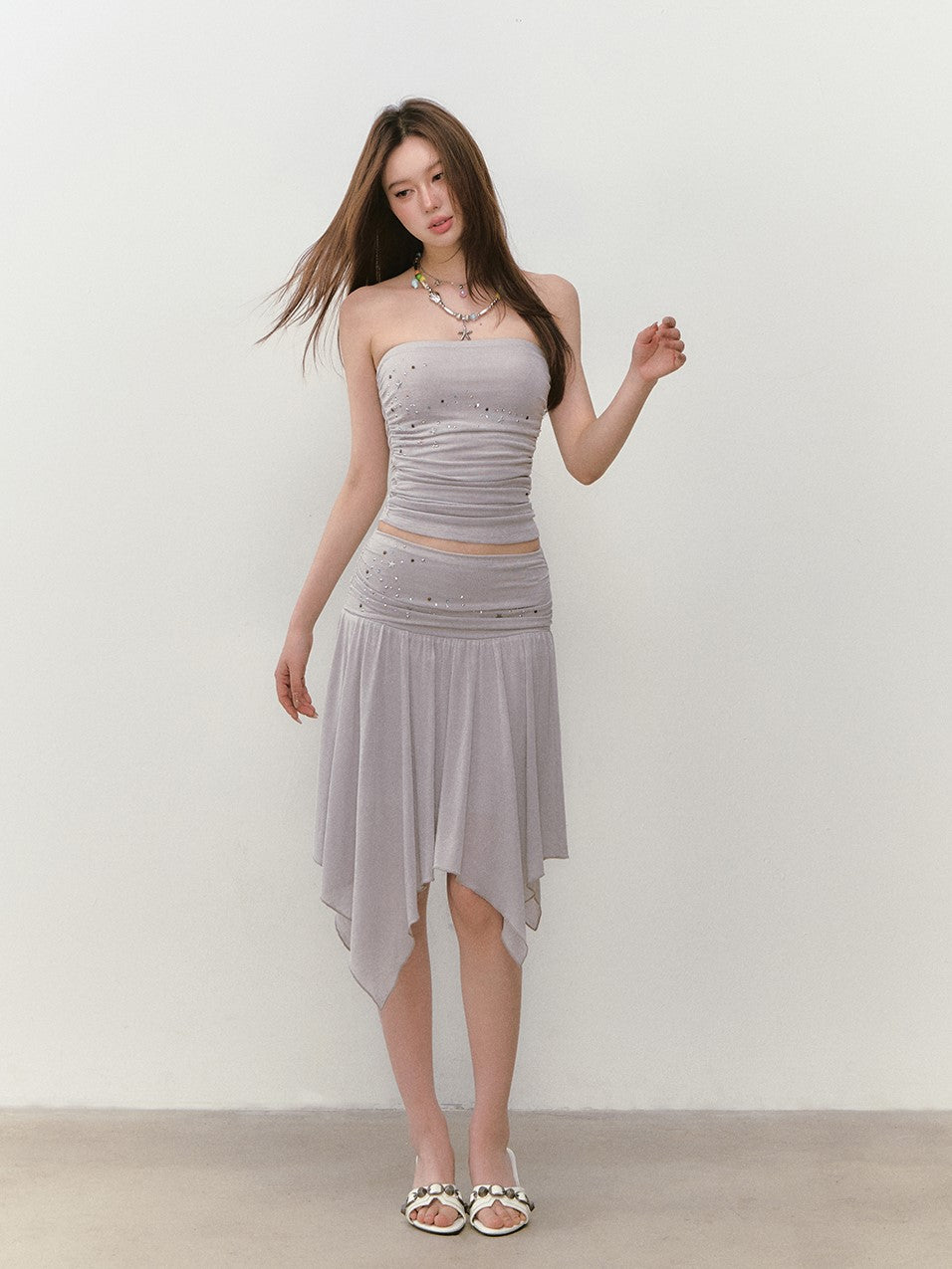 Star Beaded Pleated Tube Top/Skirt VIA0280