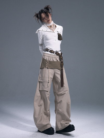Casual Wide-leg Machete Pants FRU0093