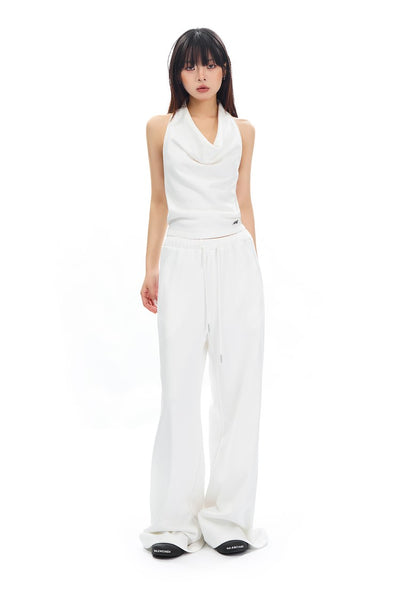 Halter Neck Backless Slim Top/Wide-leg Casual Sweatpants APE0309