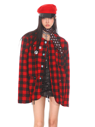 Classic Red Plaid Thickened Noble Woolen Jacket UNC0163