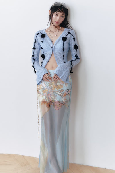 Crochet Flower Knit Cardigan OFA0283