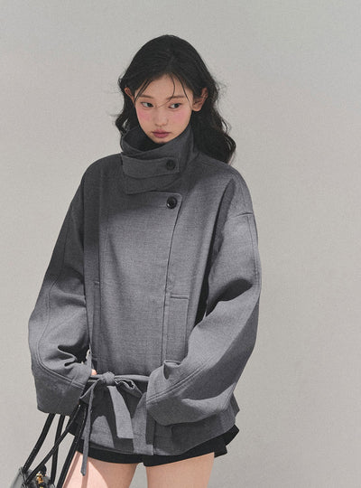 Hepburn Style High Neck Trench Coat DIA0730