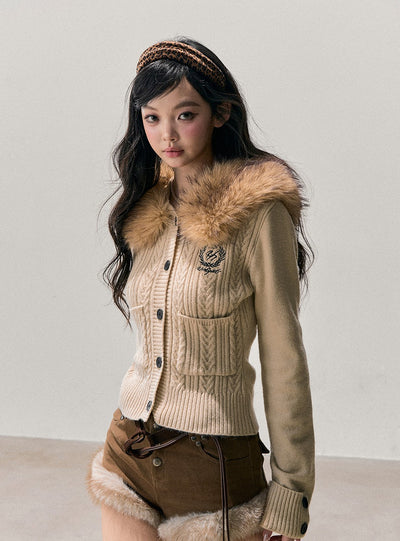 Brown Plush Warm Belt Shorts DIA0769