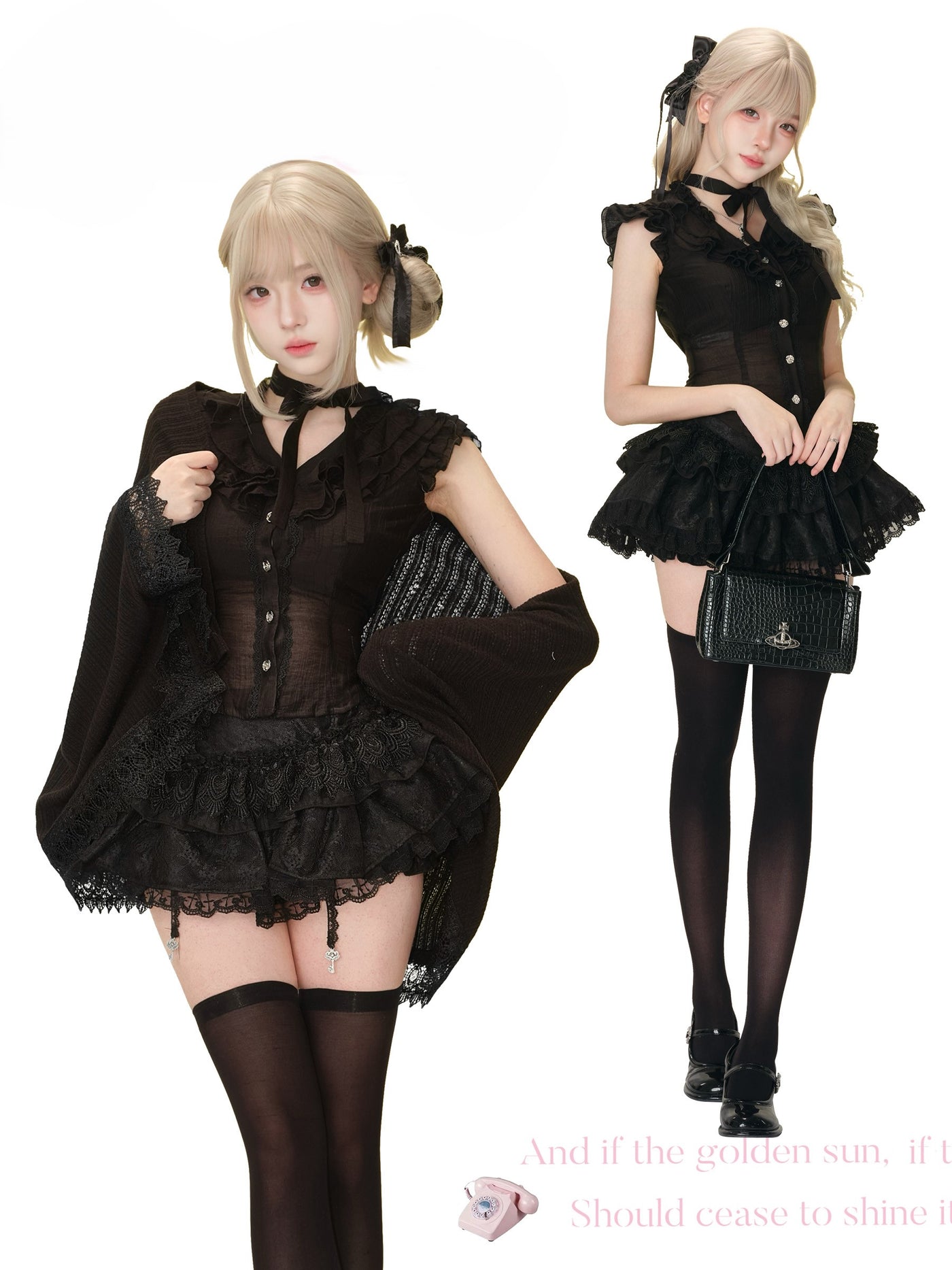 Slightly Sheer Shirt/Lace Cake Skirt SER0162