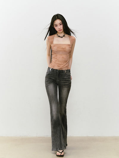 Waist Slim Retro Flared Jeans VIA0329
